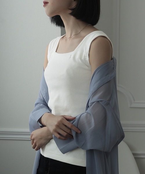 ElegChic(エレグシック)の「ブラ紐隠しインナータンクトップ(タンクトップ・レディース・チャコールグレー/オフホワイト/ブラック・L/4L/M/XL/XXL)」の9枚目の写真