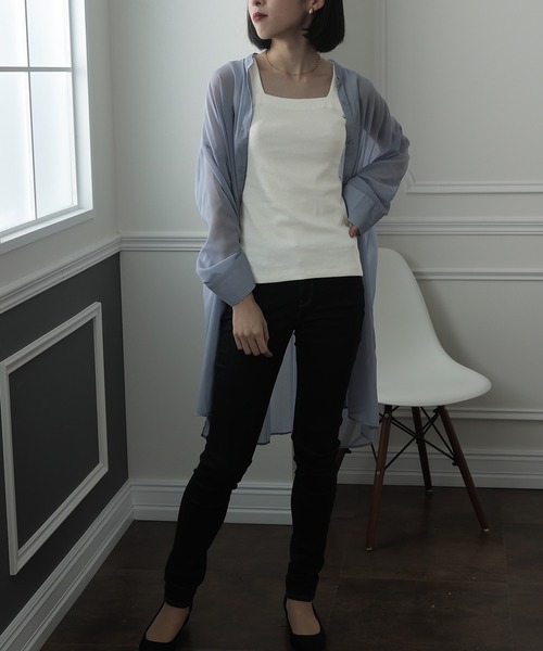 ElegChic(エレグシック)の「ブラ紐隠しインナータンクトップ(タンクトップ・レディース・チャコールグレー/オフホワイト/ブラック・L/4L/M/XL/XXL)」の11枚目の写真