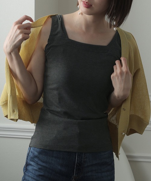 ElegChic(エレグシック)の「ブラ紐隠しインナータンクトップ(タンクトップ・レディース・チャコールグレー/オフホワイト/ブラック・L/4L/M/XL/XXL)」の12枚目の写真