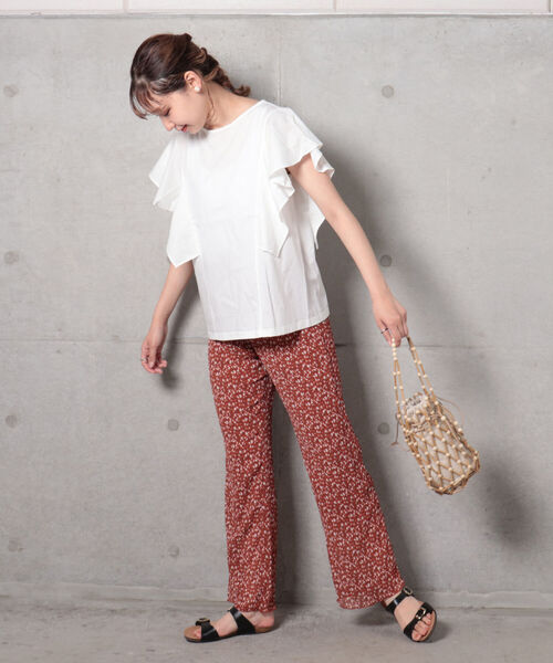 fredy repit（フレディレピ）の「【WEB限定】ラッフルフリル袖Tシャツ（Tシャツ/カットソー・レディース・ブラック/オフホワイト/マスタード・38）」の9枚目の写真