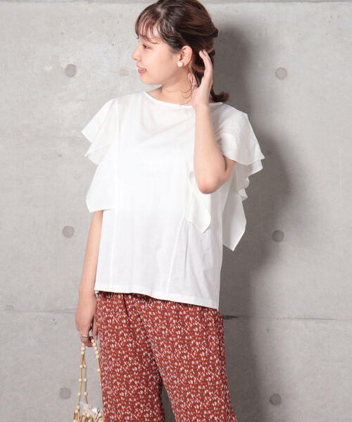 fredy repit（フレディレピ）の「【WEB限定】ラッフルフリル袖Tシャツ（Tシャツ/カットソー・レディース・ブラック/オフホワイト/マスタード・38）」の18枚目の写真