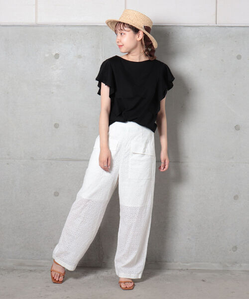 fredy repit（フレディレピ）の「【WEB限定】ラッフルフリル袖Tシャツ（Tシャツ/カットソー・レディース・ブラック/オフホワイト/マスタード・38）」の10枚目の写真