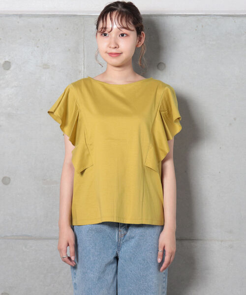 fredy repit（フレディレピ）の「【WEB限定】ラッフルフリル袖Tシャツ（Tシャツ/カットソー・レディース・ブラック/オフホワイト/マスタード・38）」の8枚目の写真