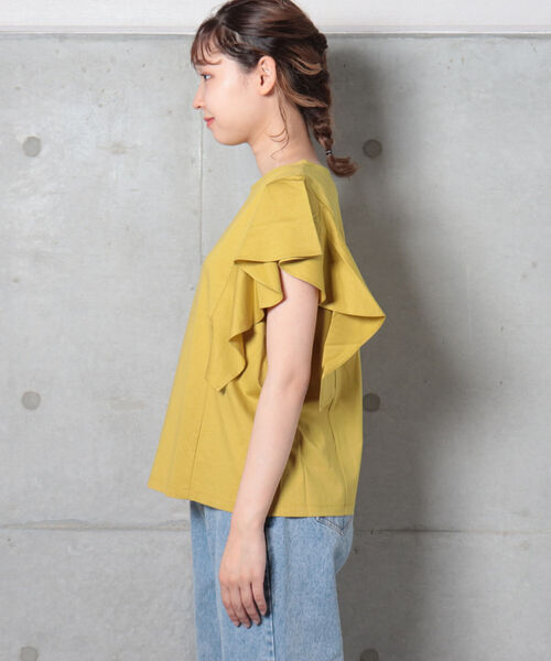 fredy repit（フレディレピ）の「【WEB限定】ラッフルフリル袖Tシャツ（Tシャツ/カットソー・レディース・ブラック/オフホワイト/マスタード・38）」の15枚目の写真