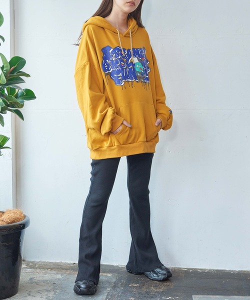 WEGO(ウィゴー)の「WEGO/カットオフリブフレアパンツ(スラックス・レディース・ブラック/オレンジ・SMALL/MEDIUM)」の8枚目の写真