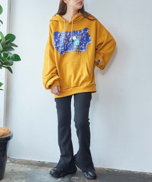 WEGO(ウィゴー)の「WEGO/カットオフリブフレアパンツ(スラックス・レディース・ブラック/オレンジ・SMALL/MEDIUM)」の9枚目の写真