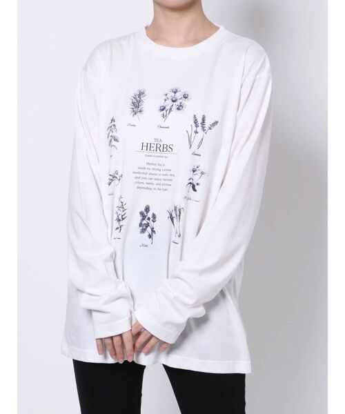 merry jenny（メリージェニー）の「HERB Tea long Tee（Tシャツ/カットソー・レディース・ブラック/ベージュ/オフホワイト・FREE）」の9枚目の写真