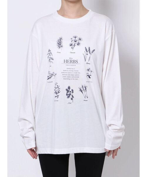 merry jenny（メリージェニー）の「HERB Tea long Tee（Tシャツ/カットソー・レディース・ブラック/ベージュ/オフホワイト・FREE）」の12枚目の写真