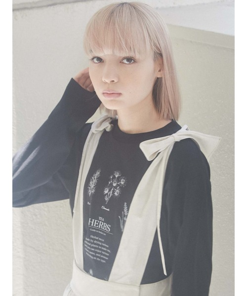 merry jenny（メリージェニー）の「HERB Tea long Tee（Tシャツ/カットソー・レディース・ブラック/ベージュ/オフホワイト・FREE）」の2枚目の写真