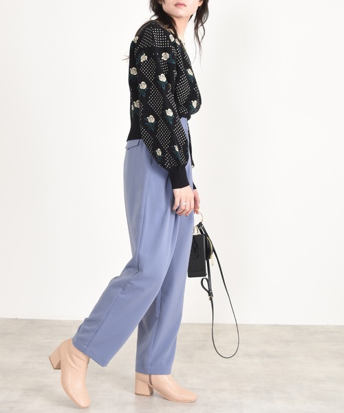 w closet（ダブルクローゼット）の「ダブルタックワイドスラックス（スラックス・レディース・ブラック/アイボリー/ブルー・マルチサイズ）」の15枚目の写真