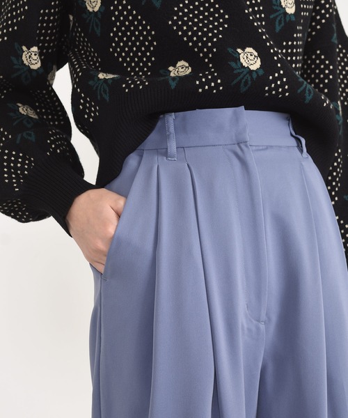 w closet（ダブルクローゼット）の「ダブルタックワイドスラックス（スラックス・レディース・ブラック/アイボリー/ブルー・マルチサイズ）」の5枚目の写真