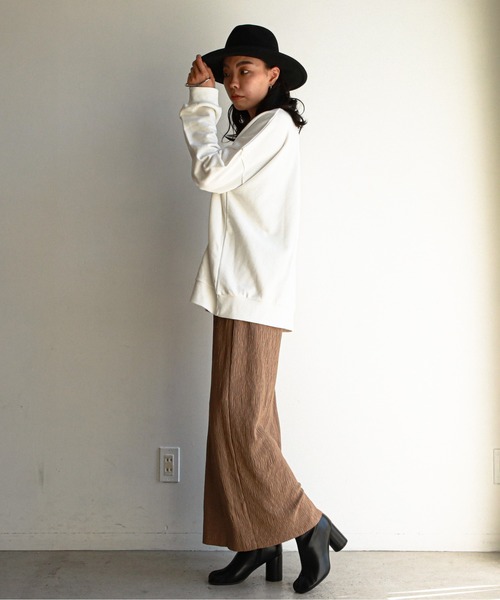 feepur（フェピュール）の「【セルフカット】クレープカットソータイトスカート（スカート・レディース・チャコールグレー/ブラック/モカ/オリーブ・MEDIUM）」の5枚目の写真