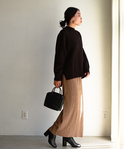 feepur（フェピュール）の「【セルフカット】クレープカットソータイトスカート（スカート・レディース・チャコールグレー/ブラック/モカ/オリーブ・MEDIUM）」の10枚目の写真