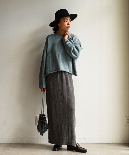 feepur（フェピュール）の「【セルフカット】クレープカットソータイトスカート（スカート・レディース・チャコールグレー/ブラック/モカ/オリーブ・MEDIUM）」の22枚目の写真