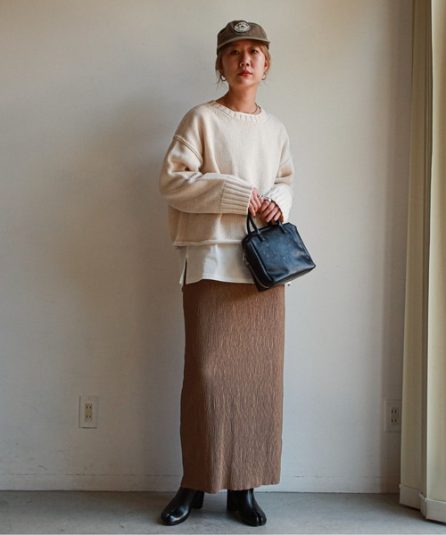 feepur（フェピュール）の「【セルフカット】クレープカットソータイトスカート（スカート・レディース・チャコールグレー/ブラック/モカ/オリーブ・MEDIUM）」の18枚目の写真