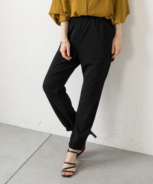 prose verse（プロズヴェール）の「裾シャーリングジョーゼットパンツ（カーゴパンツ・レディース・ブラック/モカ・MEDIUM/LARGE）」の2枚目の写真