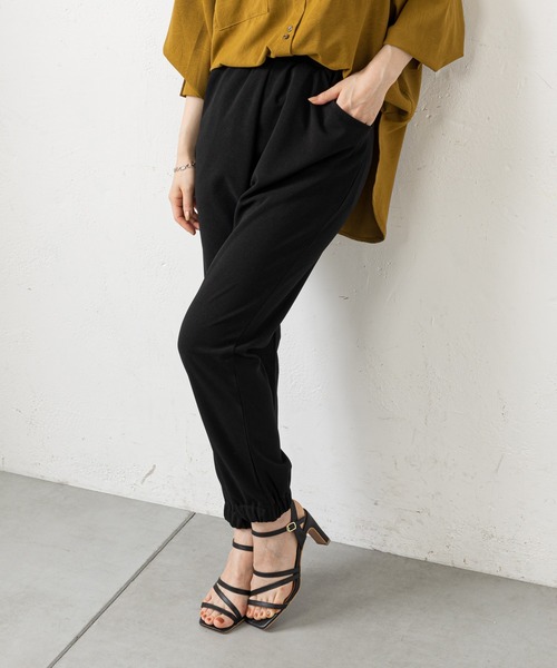 prose verse（プロズヴェール）の「裾シャーリングジョーゼットパンツ（カーゴパンツ・レディース・ブラック/モカ・MEDIUM/LARGE）」の12枚目の写真