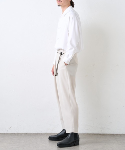 ETHOSENS(エトセンス)の「【ETHOSENS×Lui's /エトセンス×ルイス】ワイドテーパードパンツ(スラックス・メンズ・バーガンディー/ライトベージュ・1/2)」の7枚目の写真