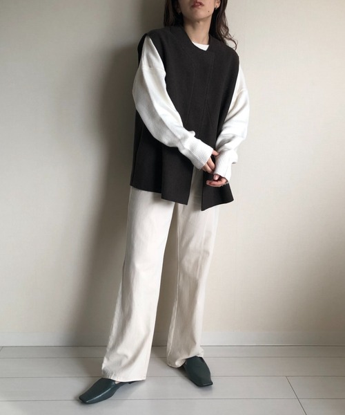 wee9s(ウィークス)の「wool blend box vest / ウールブレンドボックスシルエットポケット付きベスト(ベスト・レディース・ベージュ/ブラウン・FREE)」の16枚目の写真