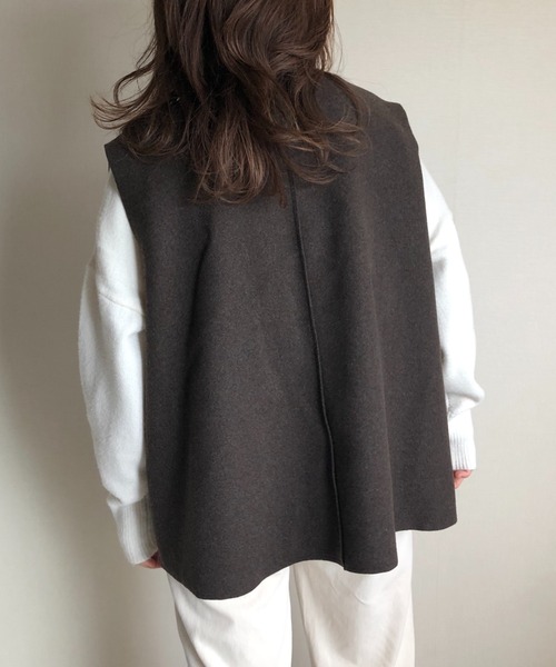 wee9s(ウィークス)の「wool blend box vest / ウールブレンドボックスシルエットポケット付きベスト(ベスト・レディース・ベージュ/ブラウン・FREE)」の18枚目の写真