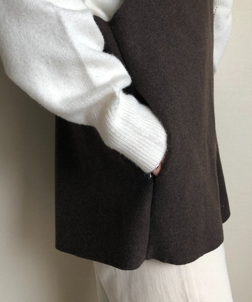 wee9s(ウィークス)の「wool blend box vest / ウールブレンドボックスシルエットポケット付きベスト(ベスト・レディース・ベージュ/ブラウン・FREE)」の19枚目の写真