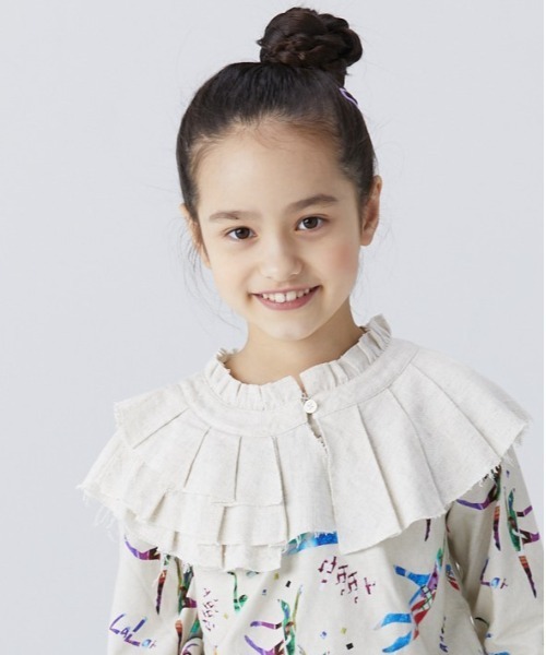 A BOND（アボンド）の「アシンメトリーつけ衿（kids/XS～LL）（付け襟・キッズ・チャコール/ベージュ・S/L/M/XS/LL）」の2枚目の写真