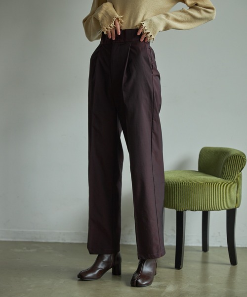 VACANCY（ヴァカンシー）の「SET UPタマムシストレートパンツ（その他パンツ・レディース・グリーン/ボルドー・FREE/MEDIUM/TALL）」の2枚目の写真