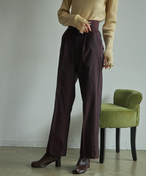 VACANCY（ヴァカンシー）の「SET UPタマムシストレートパンツ（その他パンツ・レディース・グリーン/ボルドー・FREE/MEDIUM/TALL）」の3枚目の写真