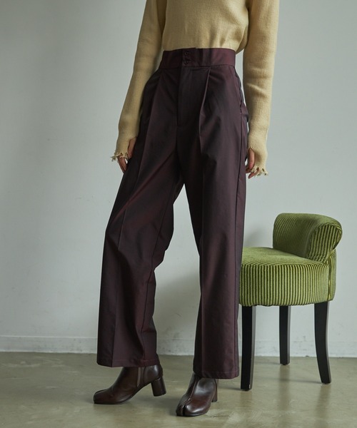 VACANCY（ヴァカンシー）の「SET UPタマムシストレートパンツ（その他パンツ・レディース・グリーン/ボルドー・FREE/MEDIUM/TALL）」の4枚目の写真