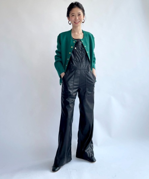 SLOBE IENA（スローブイエナ）の「【Wrangler/ラングラー】 SYNTHETIC LEATHER FLARE オーバーオール◆（サロペット/オーバーオール・レディース・ブラック・FREE）」の8枚目の写真