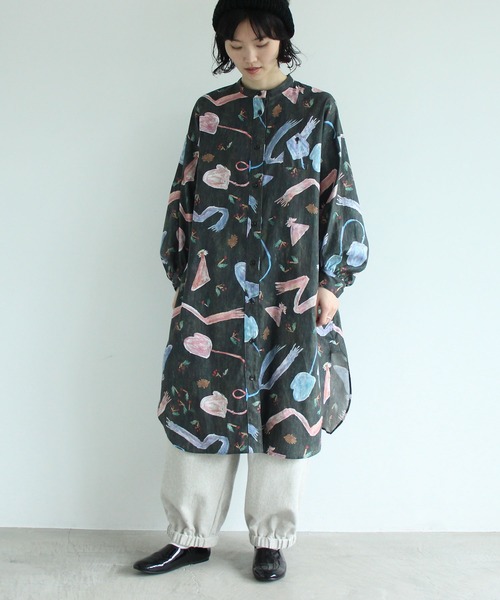 l'atelier du savon（アトリエドサボン）の「C/冬のみじたくｐｒ　シャツワンピース（シャツワンピース・レディース・ブラック/ブルー・FREE）」の13枚目の写真