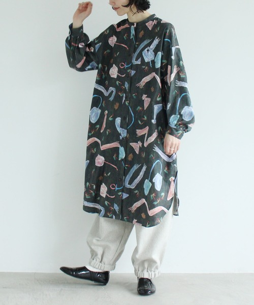 l'atelier du savon（アトリエドサボン）の「C/冬のみじたくｐｒ　シャツワンピース（シャツワンピース・レディース・ブラック/ブルー・FREE）」の19枚目の写真