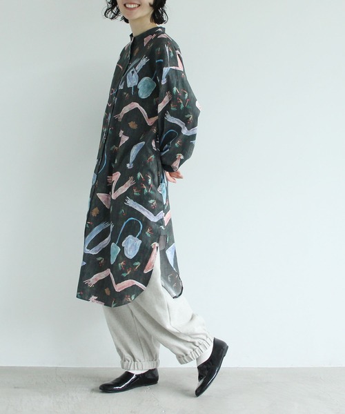 l'atelier du savon（アトリエドサボン）の「C/冬のみじたくｐｒ　シャツワンピース（シャツワンピース・レディース・ブラック/ブルー・FREE）」の14枚目の写真