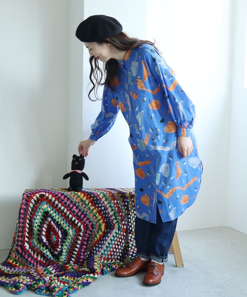 l'atelier du savon（アトリエドサボン）の「C/冬のみじたくｐｒ　シャツワンピース（シャツワンピース・レディース・ブラック/ブルー・FREE）」の10枚目の写真