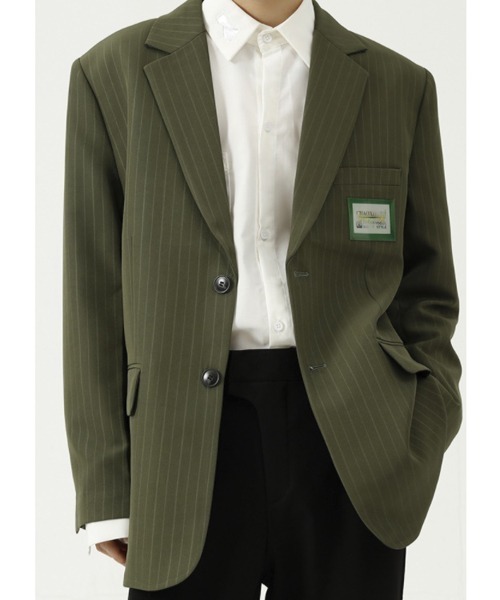 WESTBOY（ウエストボーイ）の「【WB ORIGINALS】2 Button Striped Single Tailored Jacket WO21W2OT12（テーラードジャケット・メンズ・グリーン/ブラック/ベージュ・M/L/XL）」の3枚目の写真