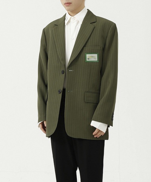 WESTBOY（ウエストボーイ）の「【WB ORIGINALS】2 Button Striped Single Tailored Jacket WO21W2OT12（テーラードジャケット・メンズ・グリーン/ブラック/ベージュ・M/L/XL）」の4枚目の写真