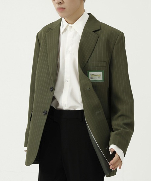 WESTBOY（ウエストボーイ）の「【WB ORIGINALS】2 Button Striped Single Tailored Jacket WO21W2OT12（テーラードジャケット・メンズ・グリーン/ブラック/ベージュ・M/L/XL）」の6枚目の写真