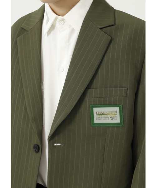 WESTBOY（ウエストボーイ）の「【WB ORIGINALS】2 Button Striped Single Tailored Jacket WO21W2OT12（テーラードジャケット・メンズ・グリーン/ブラック/ベージュ・M/L/XL）」の8枚目の写真