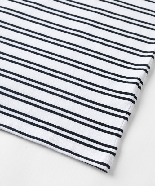 make a ray!(メイク ア レイ!)の「ビッグシルエット ヘビーウェイト ボーダー リブ長袖Tシャツ(Tシャツ/カットソー・メンズ・ホワイト/ブラック/ミント/グレイッシュベージュ・M/L)」の12枚目の写真