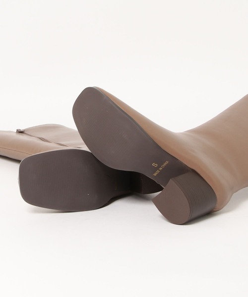 sesenta（セセンタ）の「【sesenta】スクエアトゥ ロングブーツ（6cmヒール）（ブーツ・レディース・ブラック/グレイッシュベージュ・LL/S/M/L）」の3枚目の写真