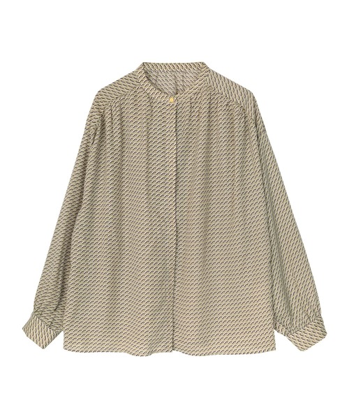 UR'S(ユアーズ)の「ジオメトリックバンドカラーブラウス(シャツ/ブラウス・レディース・グリーン/ブラック・S/M/L)」の4枚目の写真