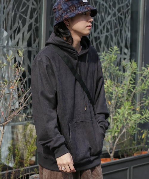 SENSE OF PLACE by URBAN RESEARCH（センスオブプレイスバイアーバンリサーチ）の「エコスエードカラースウェットパーカ（パーカー・メンズ・ベージュ/ライトカーキ/チャコールグレー/ブルー/ライトベージュ/ブラウン/イエロー/ミント・LARGE/MEDIUM/X-LARGE）」の2枚目の写真