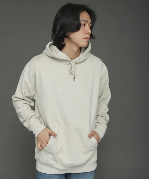 SENSE OF PLACE by URBAN RESEARCH（センスオブプレイスバイアーバンリサーチ）の「エコスエードカラースウェットパーカ（パーカー・メンズ・ベージュ/ライトカーキ/チャコールグレー/ブルー/ライトベージュ/ブラウン/イエロー/ミント・LARGE/MEDIUM/X-LARGE）」の17枚目の写真