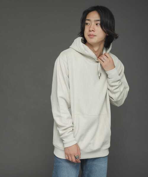 SENSE OF PLACE by URBAN RESEARCH（センスオブプレイスバイアーバンリサーチ）の「エコスエードカラースウェットパーカ（パーカー・メンズ・ベージュ/ライトカーキ/チャコールグレー/ブルー/ライトベージュ/ブラウン/イエロー/ミント・LARGE/MEDIUM/X-LARGE）」の11枚目の写真