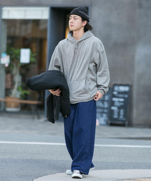 SENSE OF PLACE by URBAN RESEARCH（センスオブプレイスバイアーバンリサーチ）の「エコスエードカラースウェットパーカ（パーカー・メンズ・ベージュ/ライトカーキ/チャコールグレー/ブルー/ライトベージュ/ブラウン/イエロー/ミント・LARGE/MEDIUM/X-LARGE）」の14枚目の写真