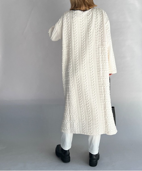 PICCIN（ピッチン）の「ケーブルキルトカフタンワンピース（ワンピース・レディース・ネイビー/オフホワイト・M/L）」の3枚目の写真