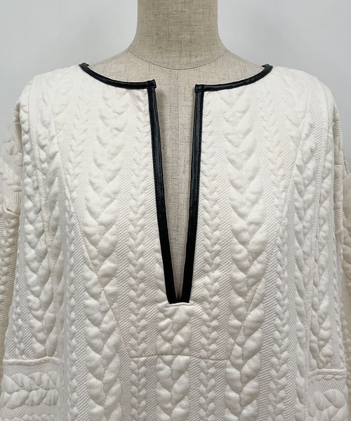 PICCIN（ピッチン）の「ケーブルキルトカフタンワンピース（ワンピース・レディース・ネイビー/オフホワイト・M/L）」の11枚目の写真