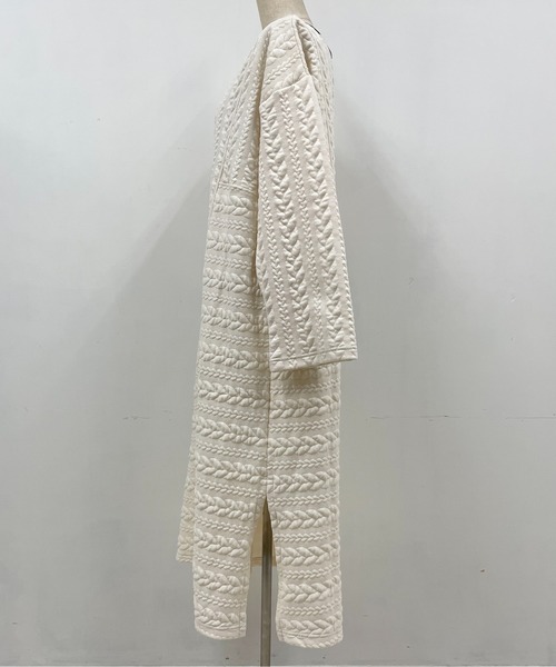 PICCIN（ピッチン）の「ケーブルキルトカフタンワンピース（ワンピース・レディース・ネイビー/オフホワイト・M/L）」の6枚目の写真