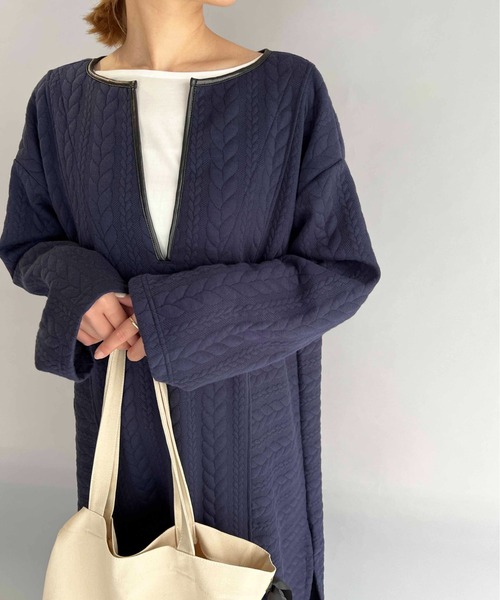 PICCIN（ピッチン）の「ケーブルキルトカフタンワンピース（ワンピース・レディース・ネイビー/オフホワイト・M/L）」の22枚目の写真