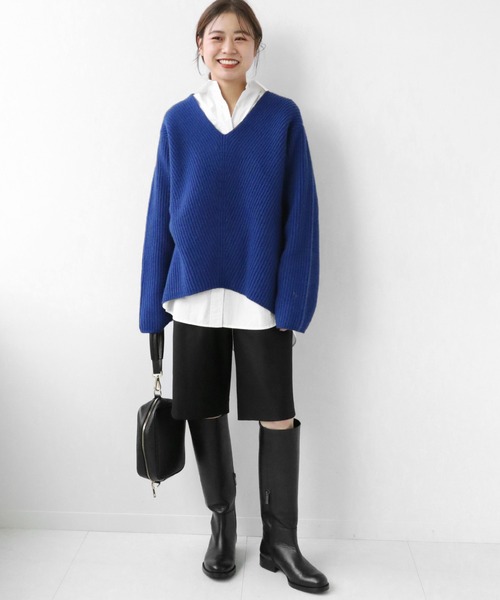 JOURNAL STANDARD relume(ジャーナルスタンダード レリューム)の「ウールカシミヤVネックプルオーバー◆(ニット/セーター・レディース・キャメル/ホワイト/ブルー・FREE)」の5枚目の写真